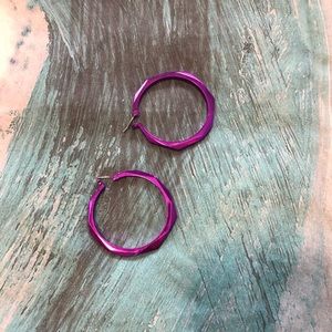 Diesel solid metal purple geometric hoops